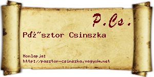 Pásztor Csinszka névjegykártya